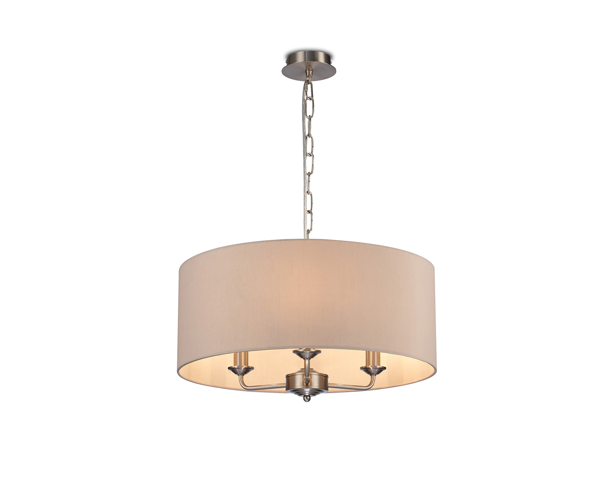 Banyan 50cm 3 Light Pendant Satin Nickel, Nude Beige/Moonlight DK0076  Deco Banyan